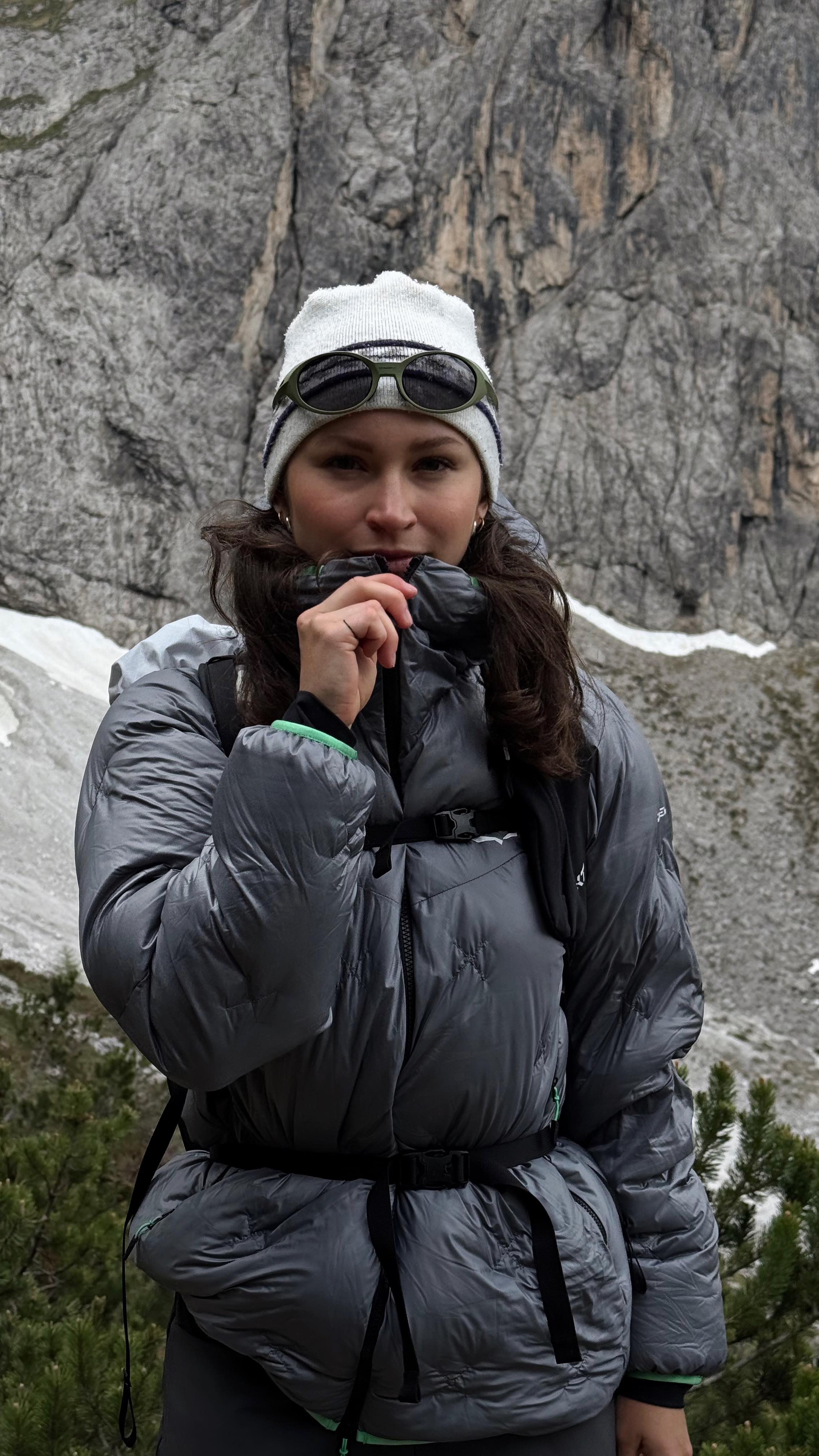 Instagram post by @jolaanaa for SALEWA. Caption reads: exploring the Dolomites w/ @salewa NXT - a little....