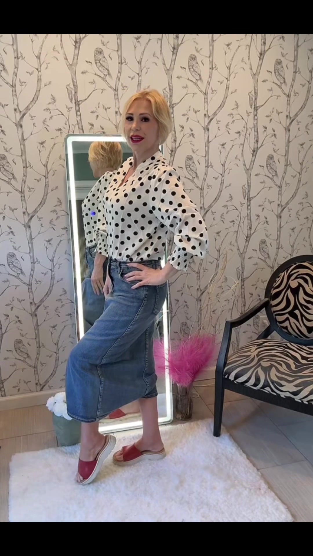 TikTok post by @foofoobabyfinds for Blooming Jelly. Caption reads: #bloomingjelly #blouse #polkadot #fashiontok #ootd....
