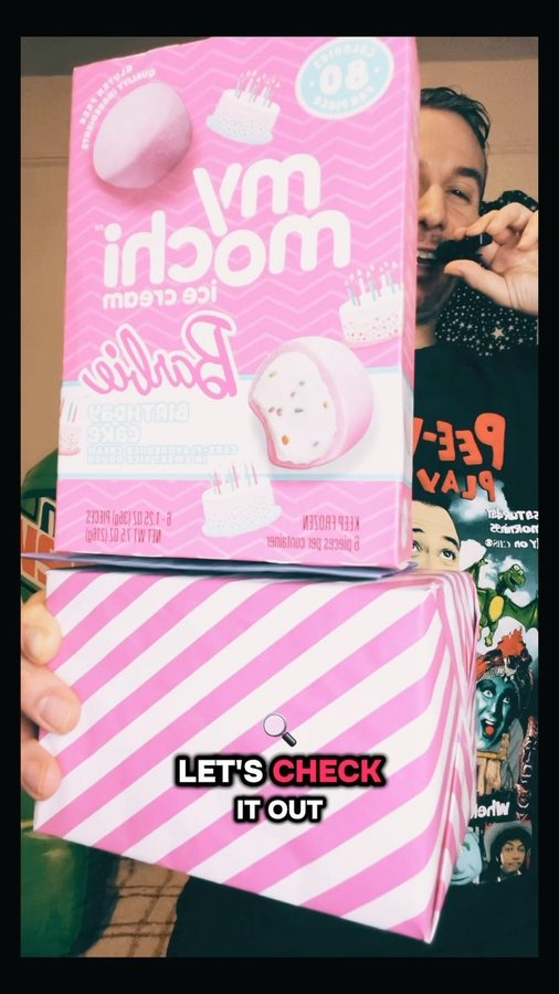 Instagram post by @markie_devo for My/Mochi. Caption reads: My/Mochi X Barbie Birthday Cake Mochi🎂

🛒Find it....