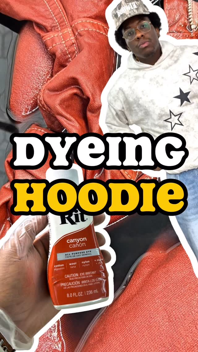 Instagram post by @jonthrifts for Rit Dye. Caption reads: Dyeing my ENTIRE outfit 🧱👕
.
.
.
#dye #ritdye....