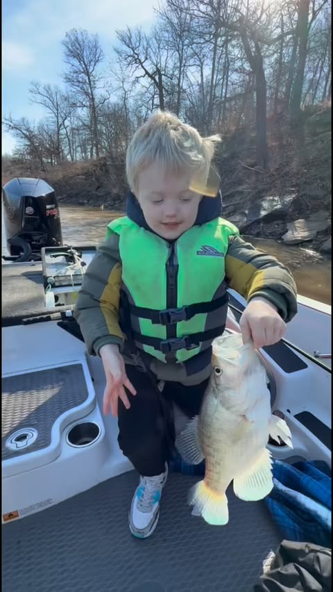 Instagram post by @josh.jones.fishing for 6th Sense Fishing. Caption reads: Here’s a little of the day with my 5 year old.  I....