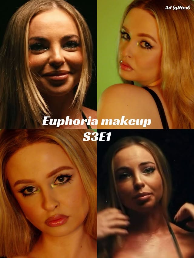 Instagram post by @ellieloveux for M·A·C Cosmetics. Caption reads: Euphoria S3E1 Tish makeup💚 IB: @donni.davy....