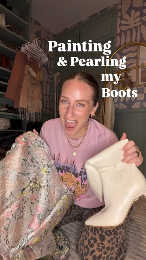 Instagram post by @deannadunn for Vici Collection. Caption reads: The peel is hink 🥰 #diyfashion #brandtrip #paint....
