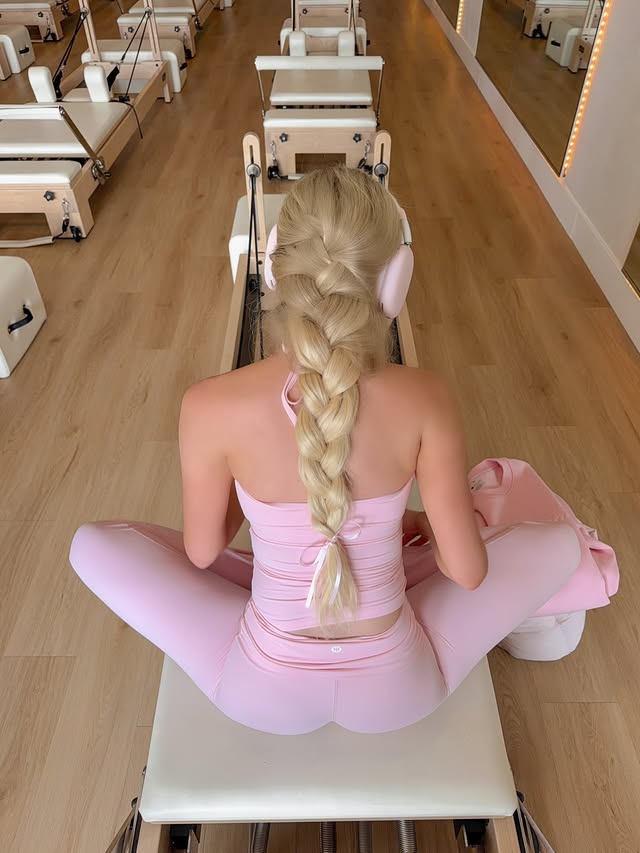Instagram post by @shestyledwhat for Astoria Activewear. Caption reads: ballet mornings & pilates afternoons 🩰🎀 wearing....