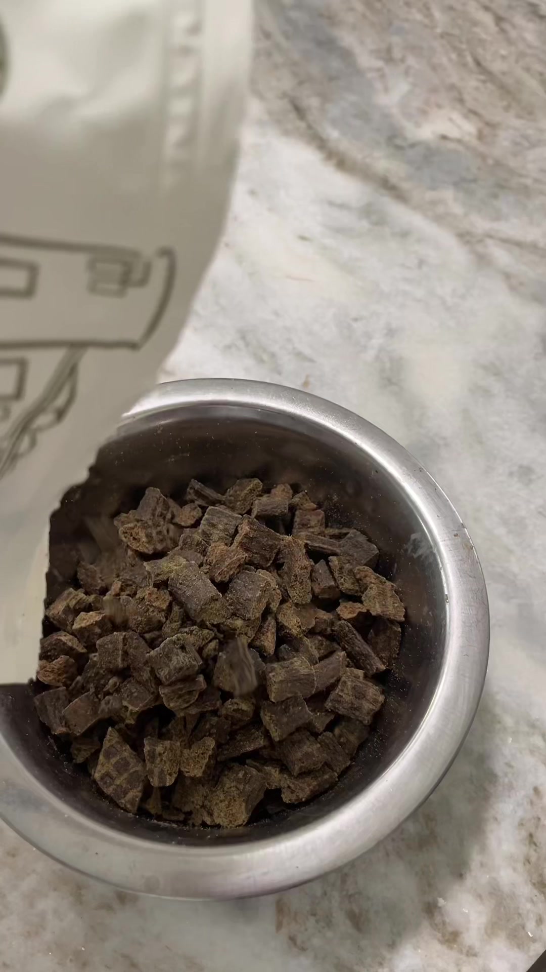 TikTok post by @amanda.sweetlucille for Badlands Ranch. Caption reads: [...] a happy boy with his fav dog food! @Badlands....