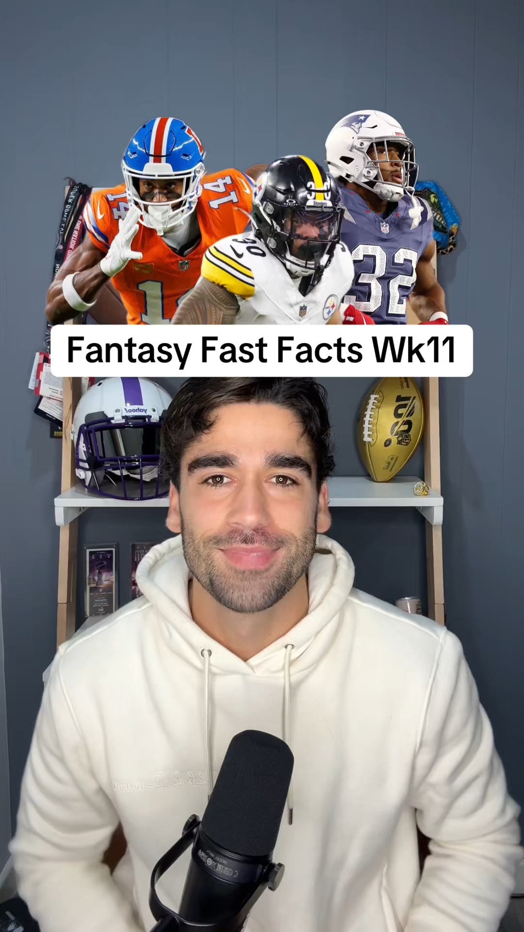 Instagram post by @joelsmythfantasy for Yahoo. Caption reads: The fantasy fast facts for Week 11 are here 🤝.