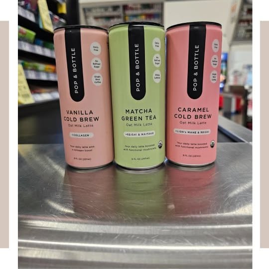 Instagram post by @vidafiercelifestyle for Pop & Bottle. Caption reads: Chill, pop, sip, repeat. ☕😋😋 From the first....