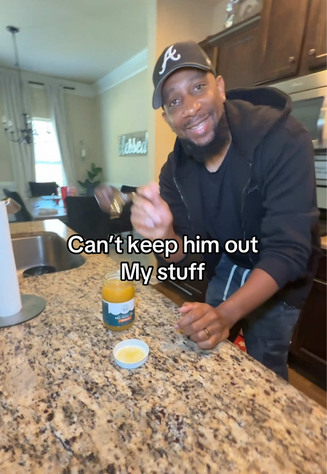 TikTok post by @kickingitwithshane for Herbal Vineyards. Caption reads: He already ate most of my last mango.  #seamoss....