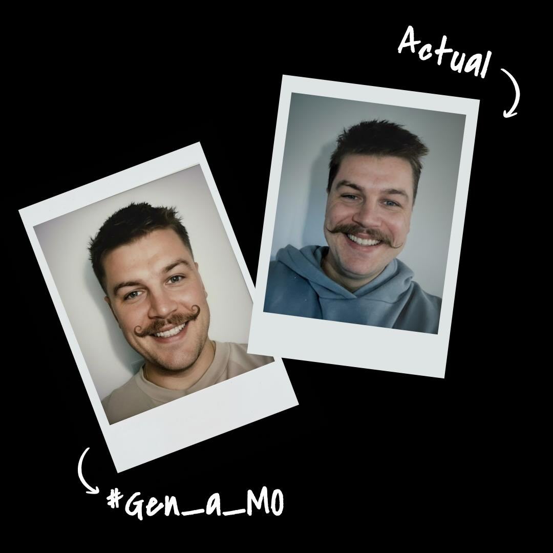 Instagram post by @coatesy95_ for Movember. Caption reads: [...] 😂 You did it! You all raised £1M for....