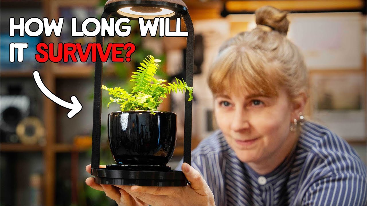 YouTube post by @simonegiertz for KiwiCo. Caption reads: This plant will die if I'm on my phone too much.