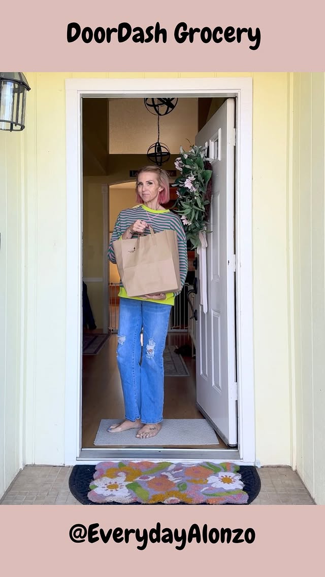 Instagram post by an influencer for DoorDash. Caption reads: [...] realized I forgot groceries…....