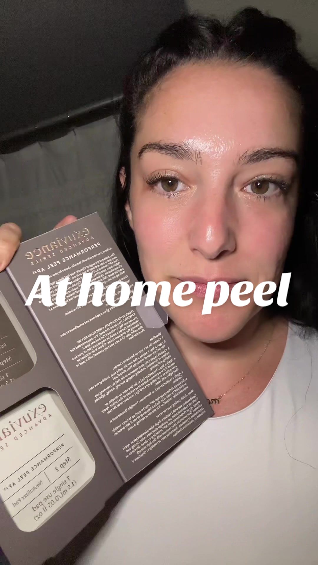 TikTok post by @shesninaalexander for Exuviance. Caption reads: [...] to do a peel #glycolicacid #athomepeel....