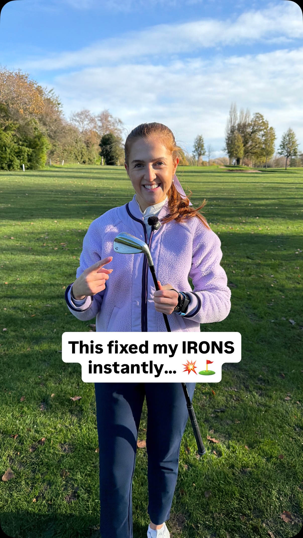 Instagram post by @georgiagolfcoach for HackMotion. Caption reads: 🚨 The 3 swing thoughts that instantly fixed my....