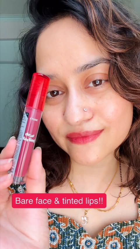 Instagram post by @thekanchanrawat for Etude House. Caption reads: Bare face, tinted lips, and good vibes ✨♥️ Loving....