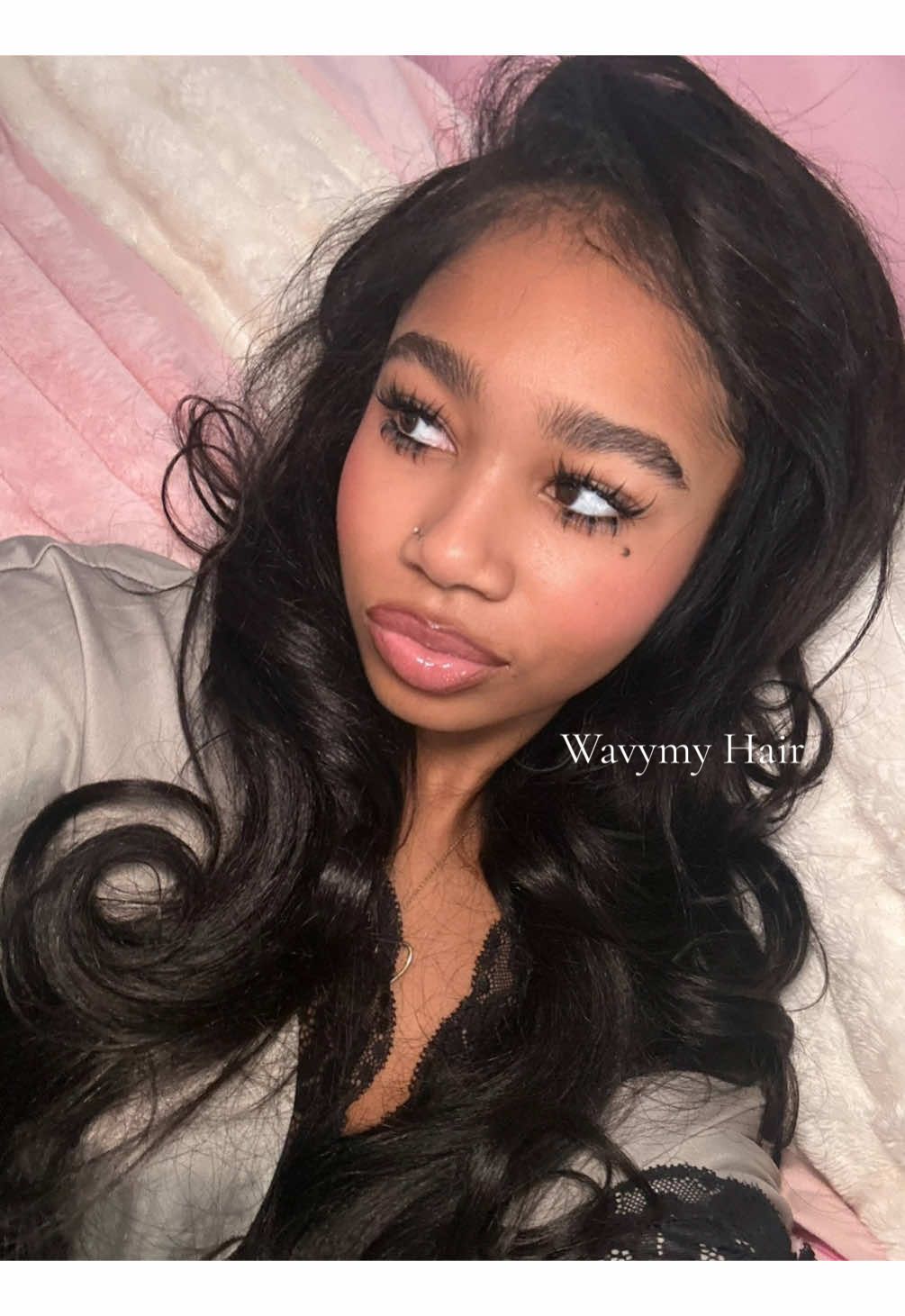 TikTok post by @morgankbs for Wavymy Hair. Caption reads: @Wavymy hair @Wavymyhair #TikTokShopBlackFriday or....