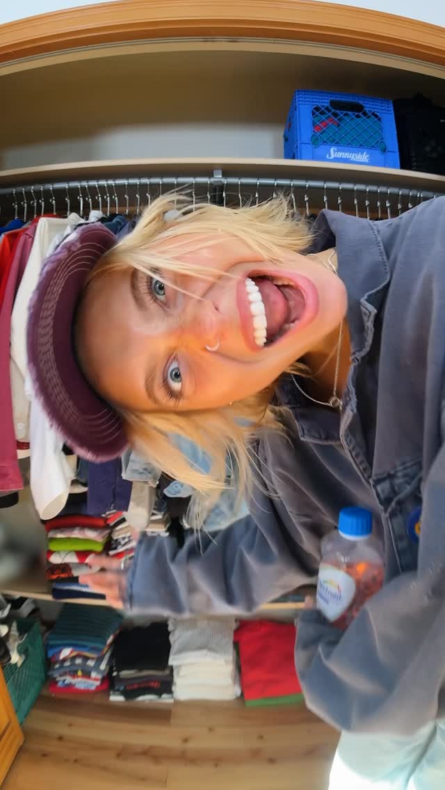 Instagram post by @yesconnieishere for Electrolit. Caption reads: should we dive into more closet videos?....