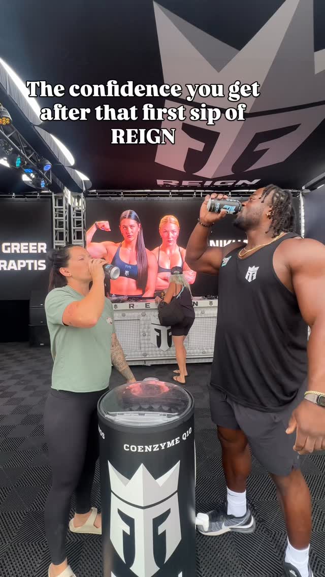 Instagram post by @theunfilteredfitmom for Reign Body Fuel. Caption reads: That first sip is so good it has even the most....