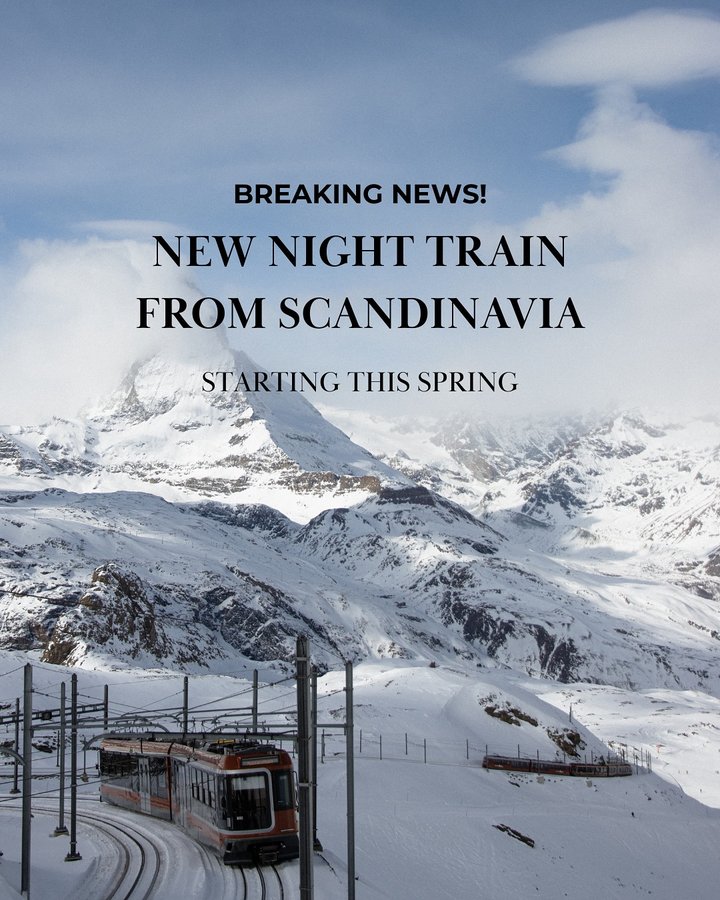 Instagram post by @therailvoyage for Switzerland Tourism. Caption reads: A new night train in town! Here’s what you need to....