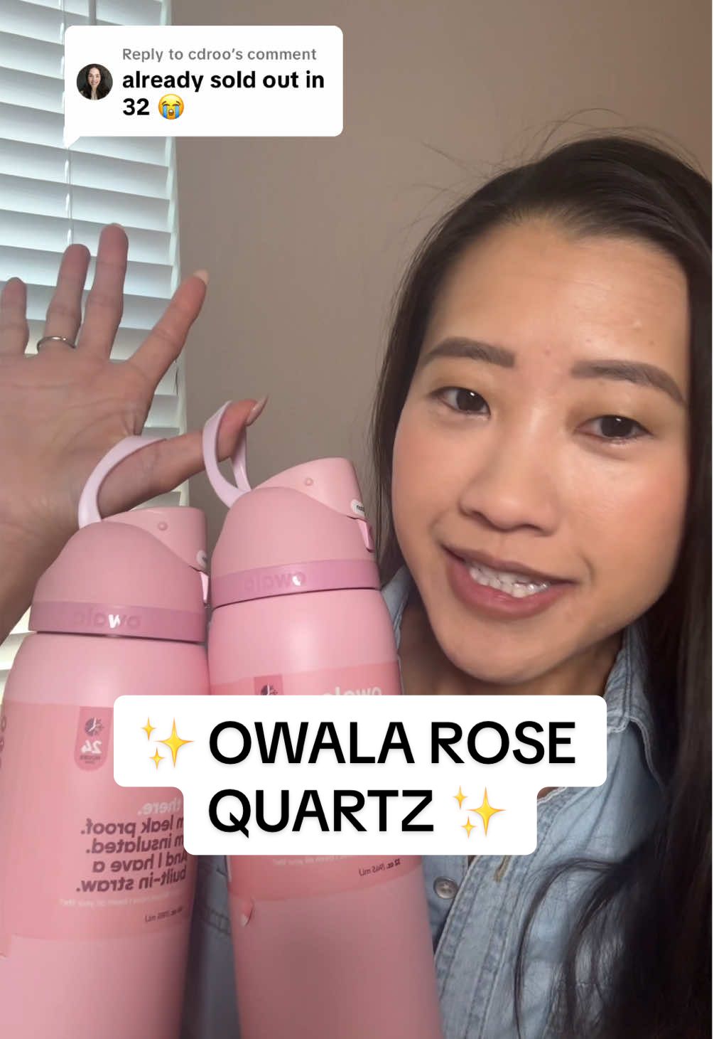 TikTok post by @dailywithcaroline for Owala. Caption reads: [...] but will go fast like always @Owala....