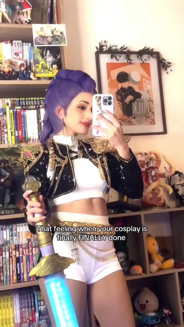 Instagram post by @nuttybluecos for dokidokicosplay. Caption reads: • 𝐶𝑜𝑠𝑡𝑢𝑚𝑒 𝑔𝑖𝑓𝑡𝑒𝑑 𝑏𝑦....