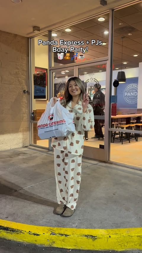 Instagram post by @chunsofunn for Panda Express. Caption reads: [...] theme to date: PJs + @officialpandaexpress....