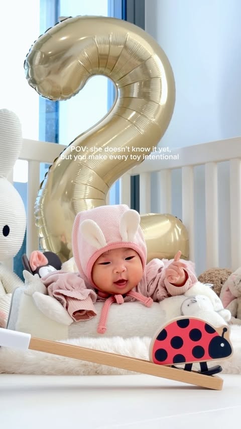 Instagram post by @abilovelee for Lovevery. Caption reads: [...] months 🥹 This little Ladybird 🐞 from....