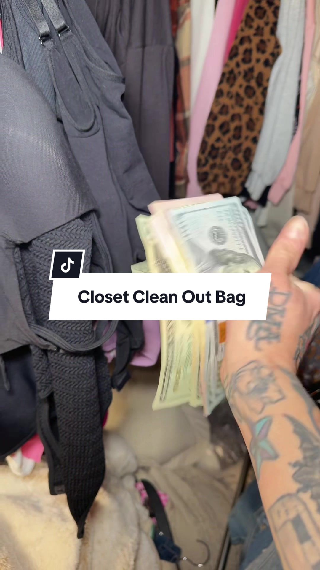 TikTok post by @destiney.lucero for thredUP. Caption reads: My closet was stressing me out so I turned it into....