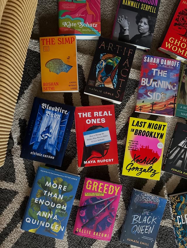 Instagram post by @introtoeclecticism for Simon & Schuster. Caption reads: bookmark this to build your TBR 🤗 — if my shelves....