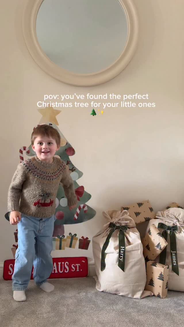 Instagram post by @inside_number_27 for Nursery Stickers. Caption reads: POV: you’ve found the perfect Christmas tree for....