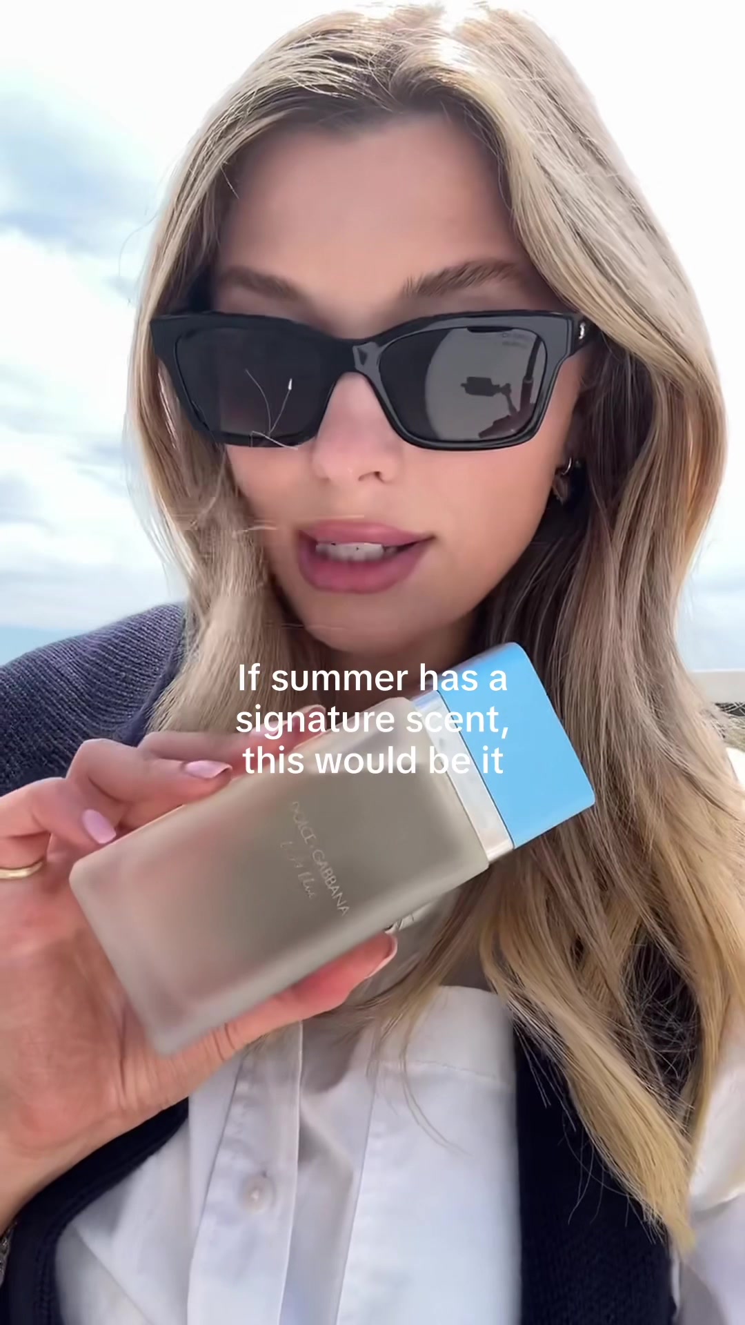 TikTok post by @rileyshieldss for Dolce&Gabbana. Caption reads: If summer has a signature scent, this would be it....