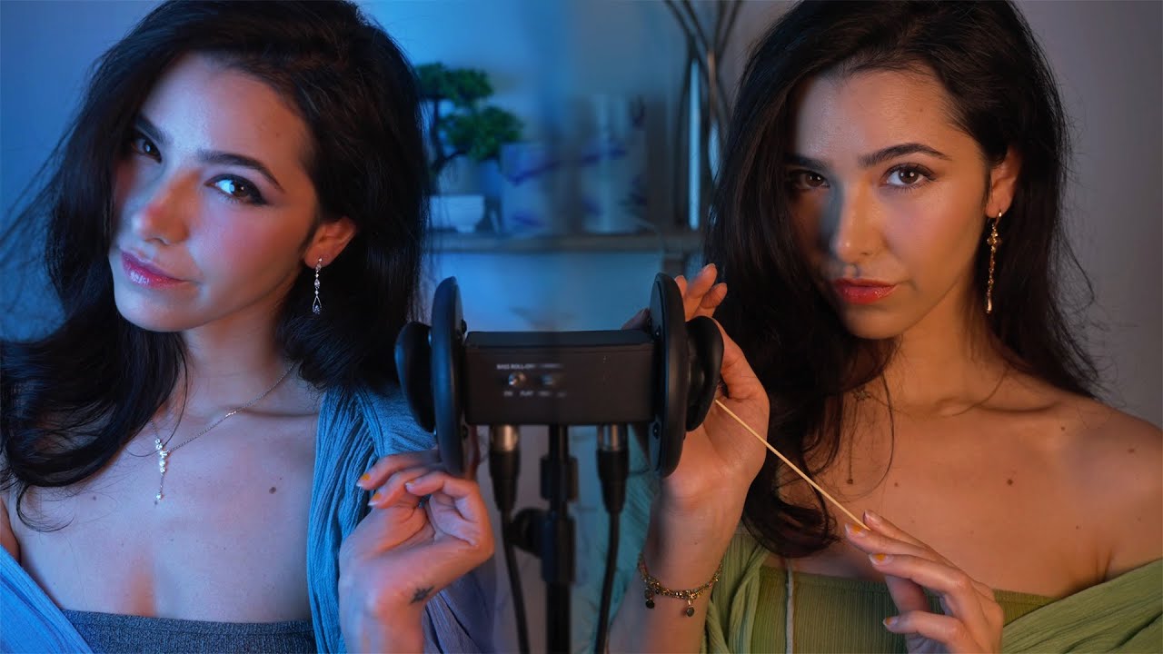 YouTube post by @asmrglow for Helix Sleep. Caption reads: ASMR Twins Take Care of Your Ears for Deep....