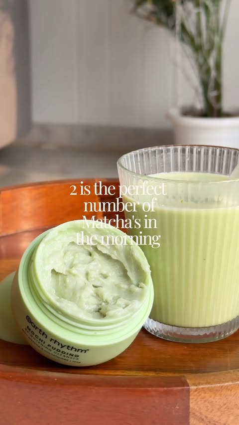 Instagram post by @shubhangi_malhotraa for Earth Rhythm. Caption reads: [...] 🍵 Love the Matcha Mochi Cleanser....