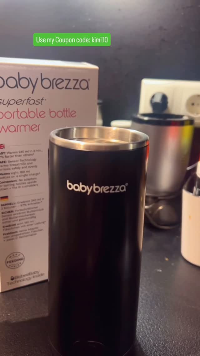 Instagram post by @hodophile_kimi for Baby Brezza. Caption reads: Need to warm milk quickly for your child? Here is....