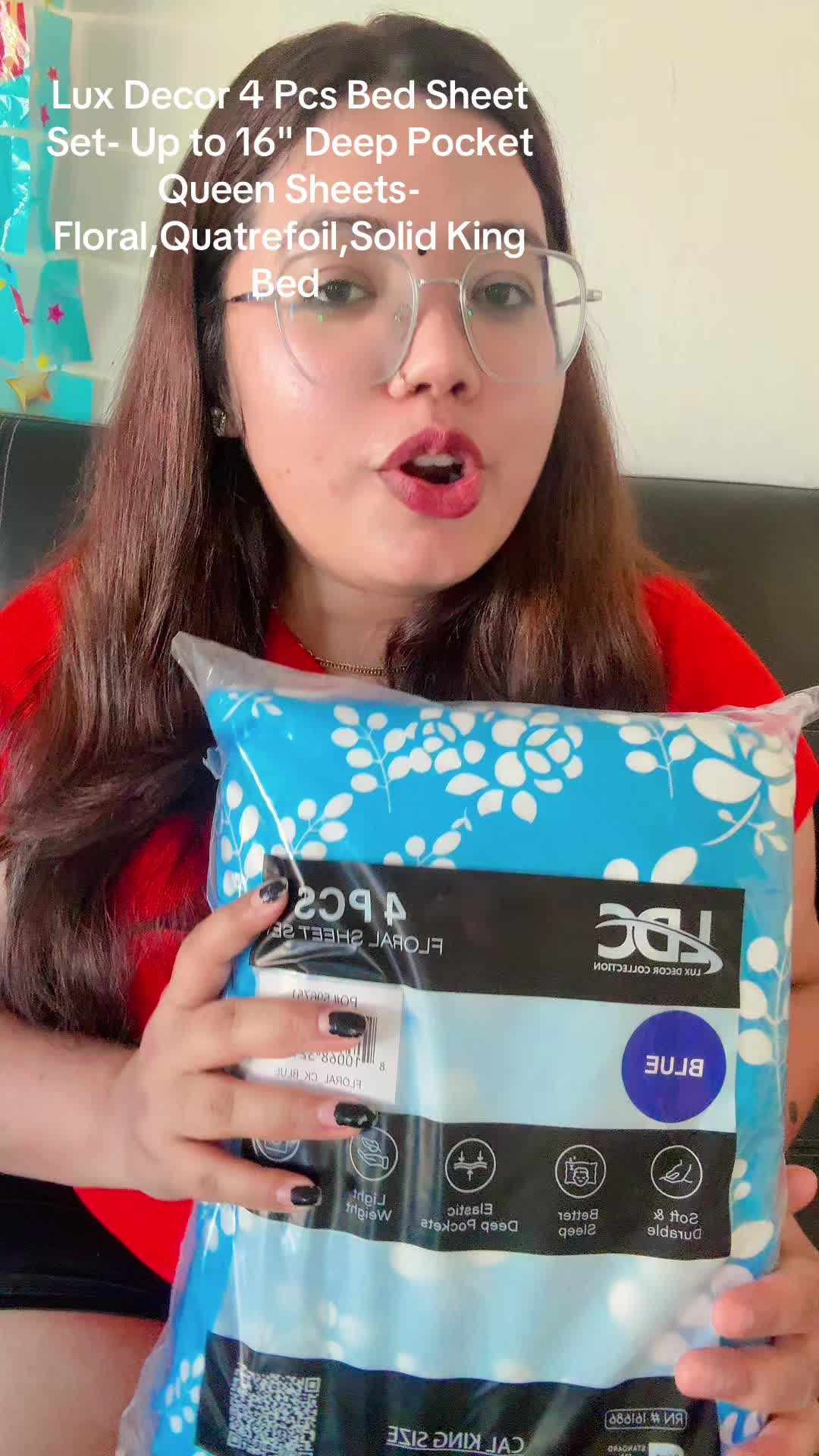 TikTok post by @alwzsmile7 for Lux Decor Collection. Caption reads: [...] King Bed @Lux Decor Collection.