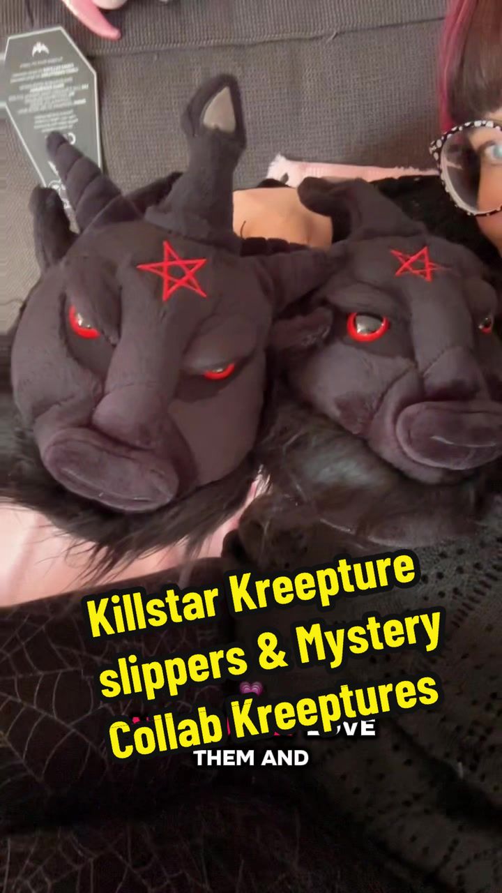 TikTok post by @jojotrashyleopard for KILLSTAR. Caption reads: @KILLSTAR - Killstar Kreepture slippers [...].