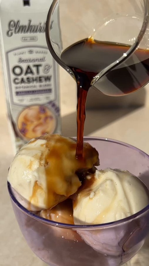 Instagram post by @therootedblonde for Elmhurst 1925. Caption reads: [...] affogato 🙃🍦 all you need is 2 c....