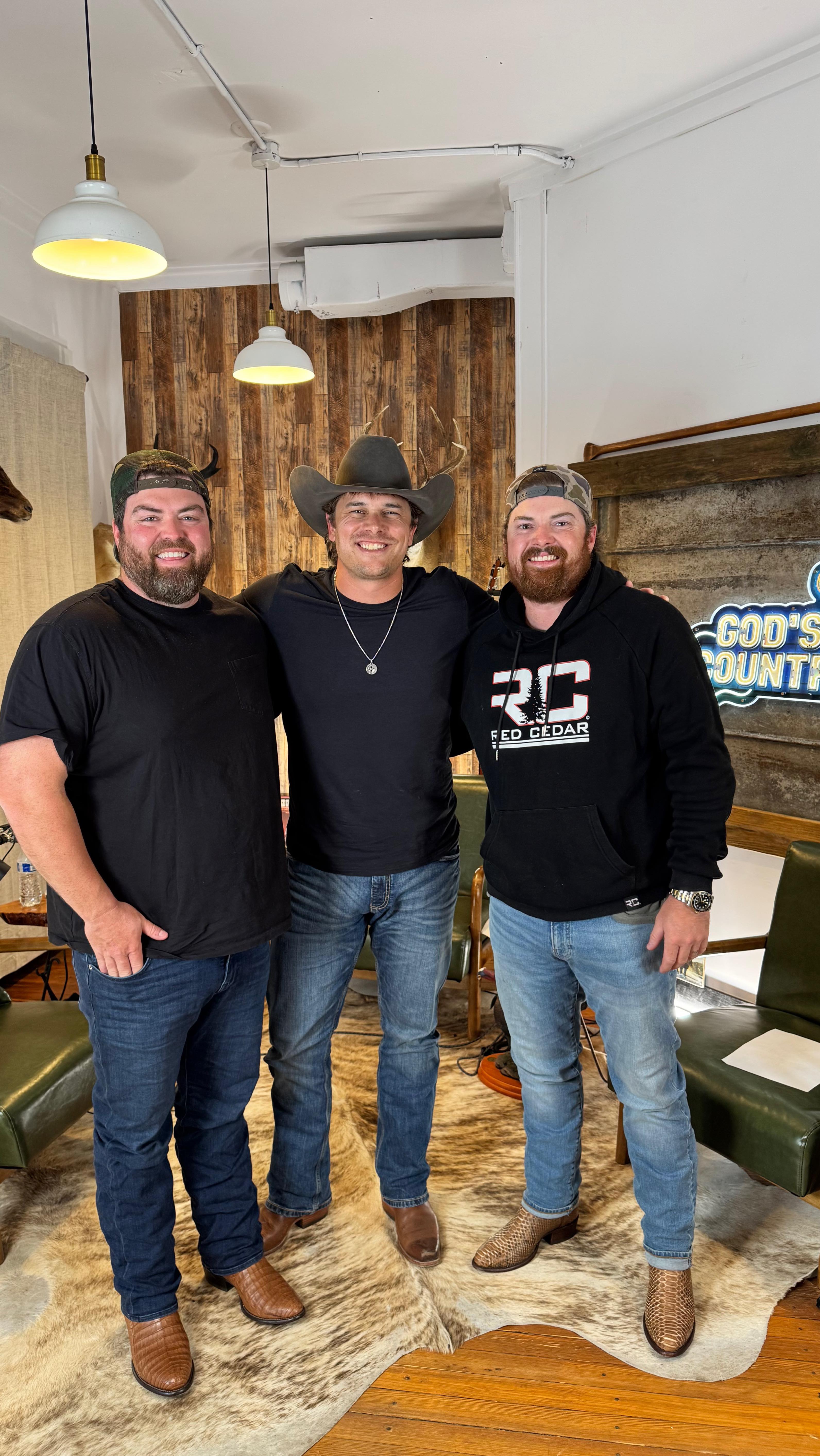 Instagram post by @thegodscountrypodcast for Tecovas. Caption reads: A real live singer on GCP this week SANGING his....