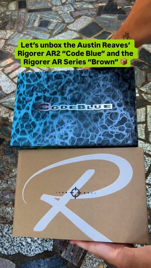 Instagram post by @insanesneaker for Rigorer. Caption reads: Unboxing the Austin Reaves’ @Rigorer.Basketball....