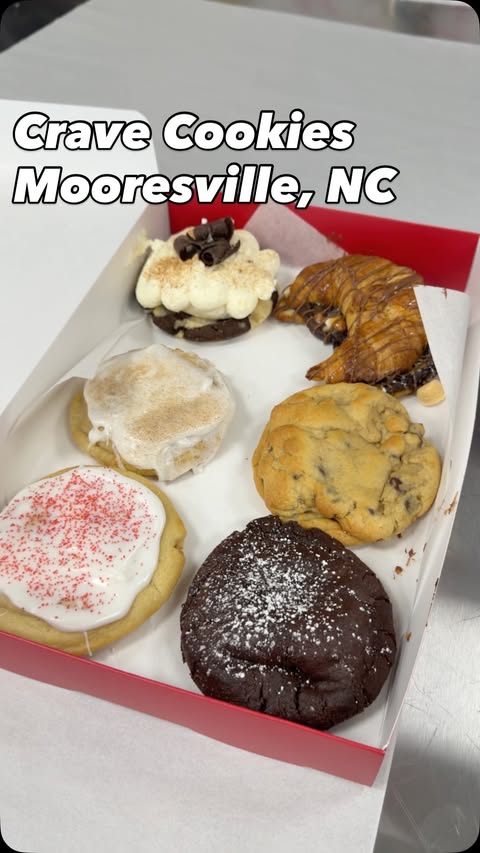 Instagram post by @papieatsclt for Crave Cookies. Caption reads: Trying this week’s @thecravecookies flavors at....