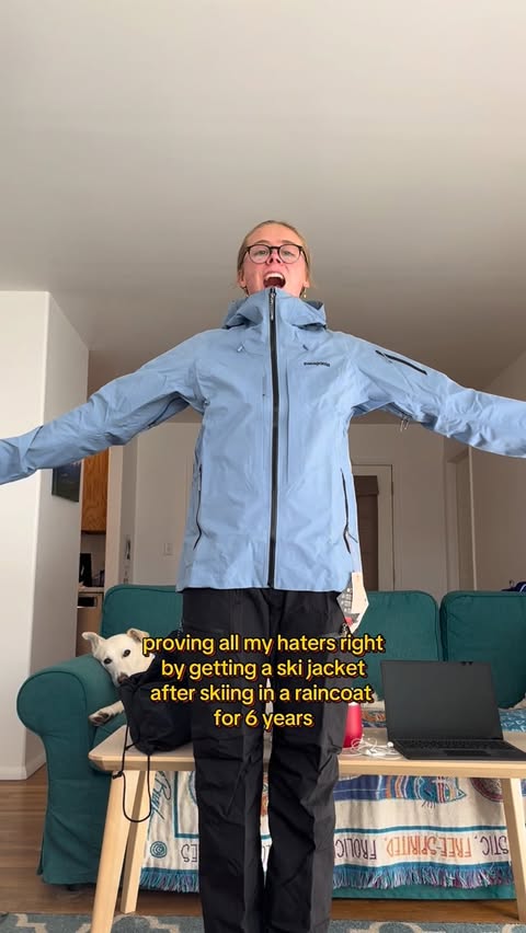 Instagram post by @trail_carrot for Patagonia. Caption reads: [...] is a glorified rain jacket gifted! ty....