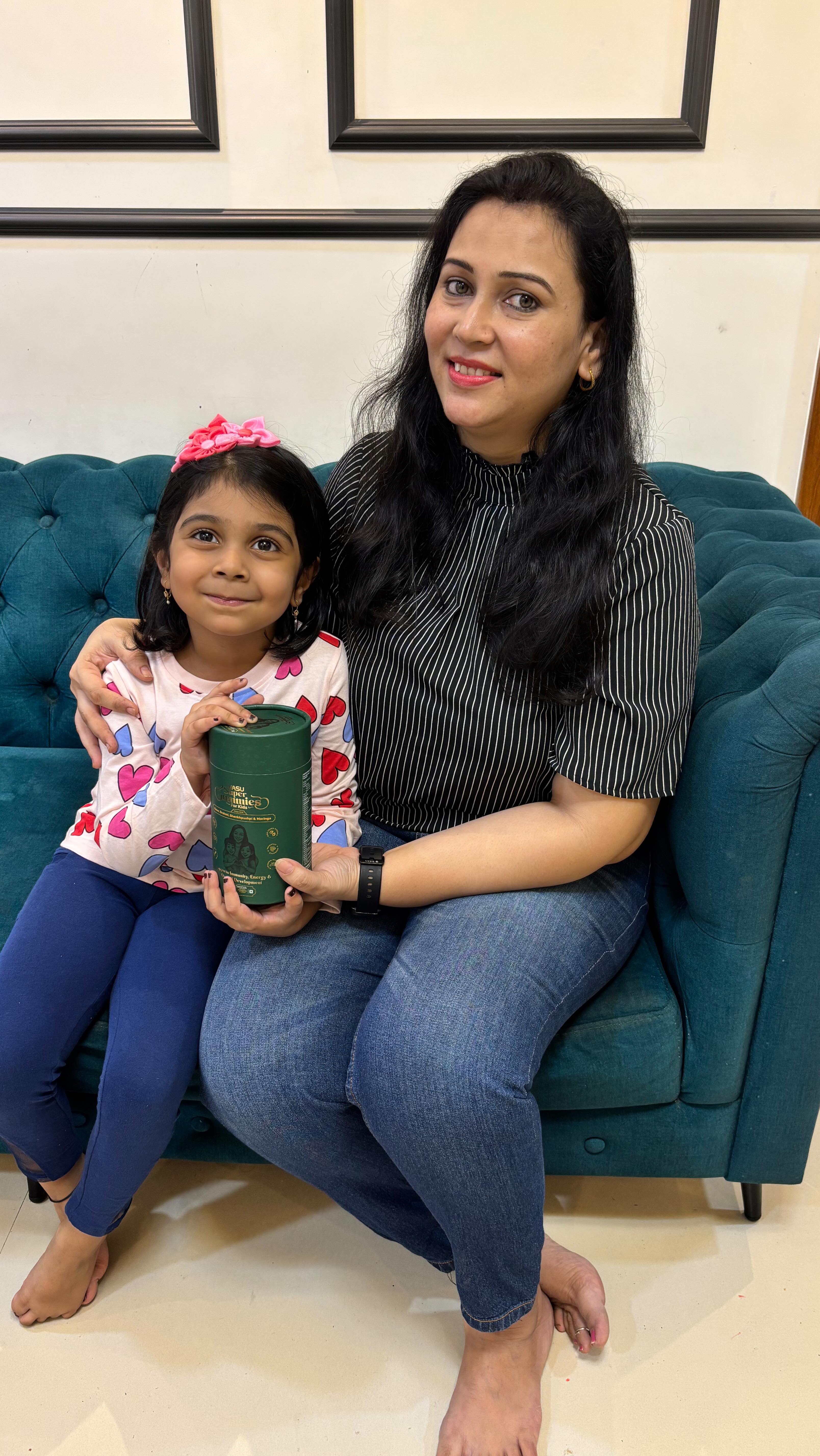 Instagram post by @dramaqueenshreenika for Vasu Healthcare. Caption reads: Worried about kid getting enough nutrition ?no....