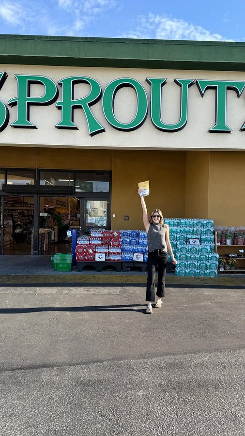 Instagram post by @daniellehaft for Sprout Living. Caption reads: [...] shelves @sprouts I’ve used and loved....