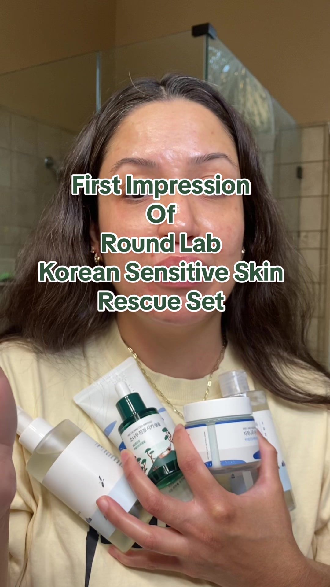 TikTok post by @pattythebaddyasmr for Round Lab. Caption reads: ✨First impression: @ROUND LAB Korean Sensitive....