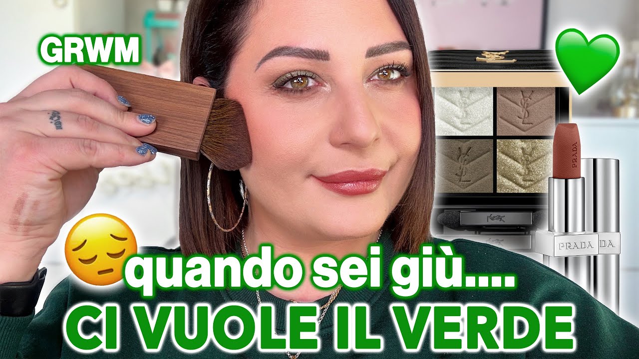 YouTube post by @GiuliaCova for rephr. Caption reads: When you're sad... you need green💚 GRWM.