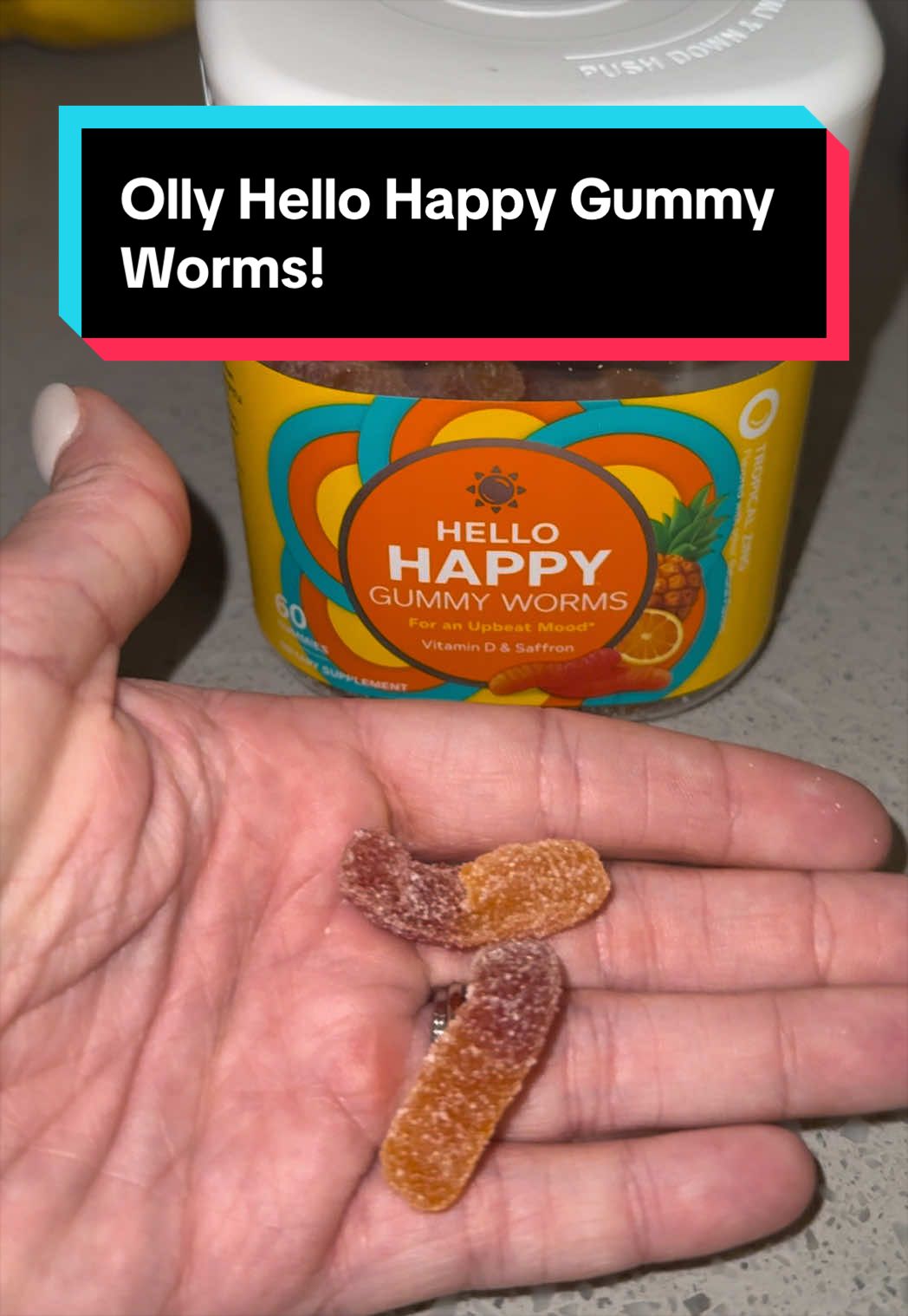 TikTok post by @xoxoshadowshopper for OLLY. Caption reads: @OLLY Wellness Olly’s Hello Happy [...].