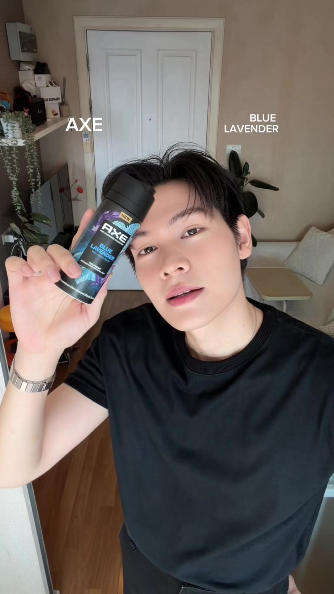 TikTok post by @oshipntn for AXE. Caption reads: Outdoor ได้เต็มที่ แต่กลิ่นยังเนี้ยบ 🖤กับ AXE....