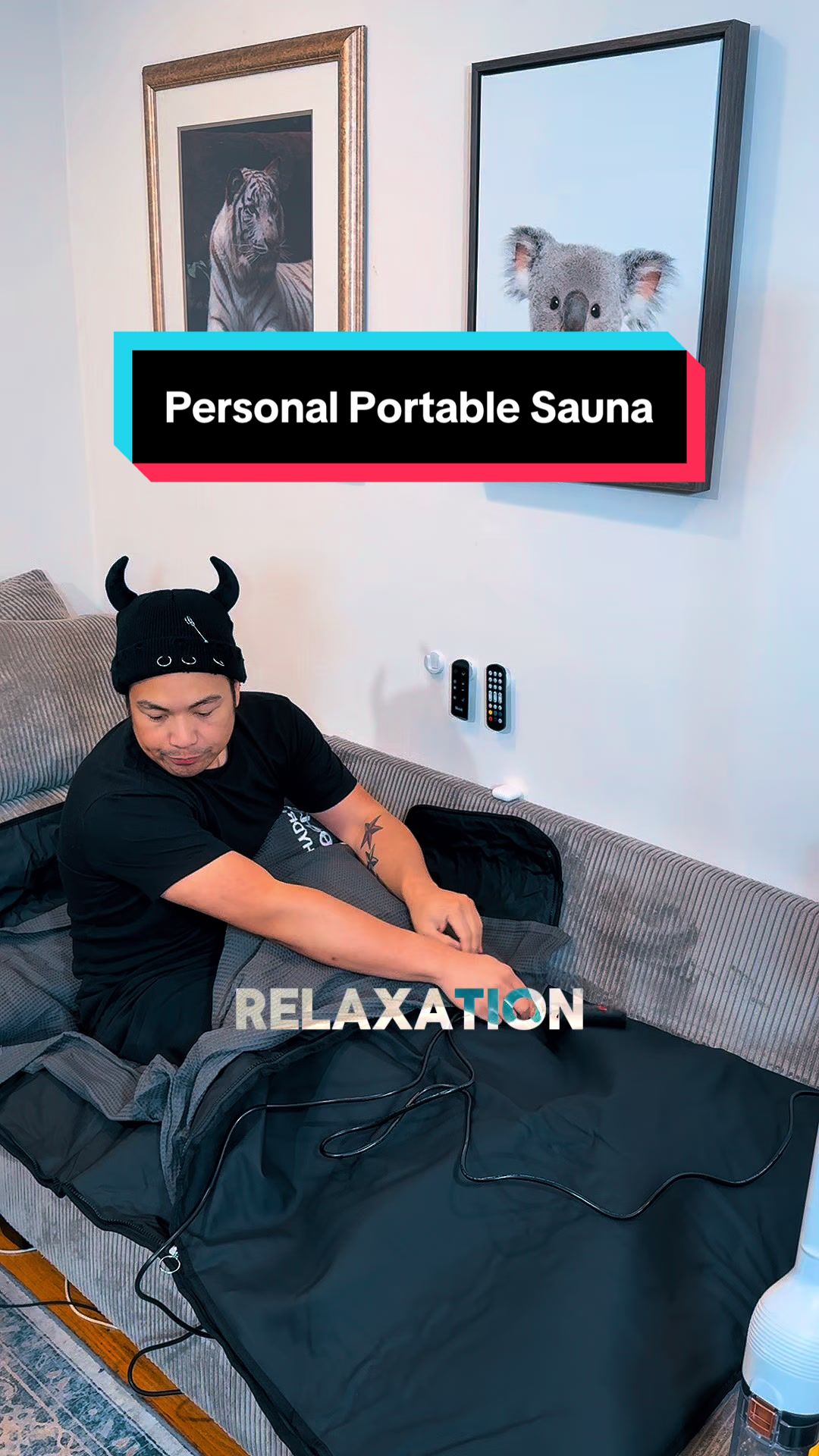 TikTok post by @ringsparty for Hydragun. Caption reads: [...] personal portable heat pod, sauna by....