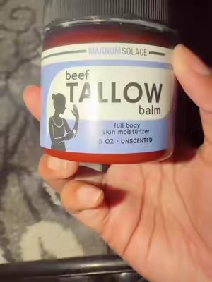 TikTok post by @sukumoktan for Magnum Solace. Caption reads: Magnum Solace Beef Tallow Antioxidant Balm#magnum....
