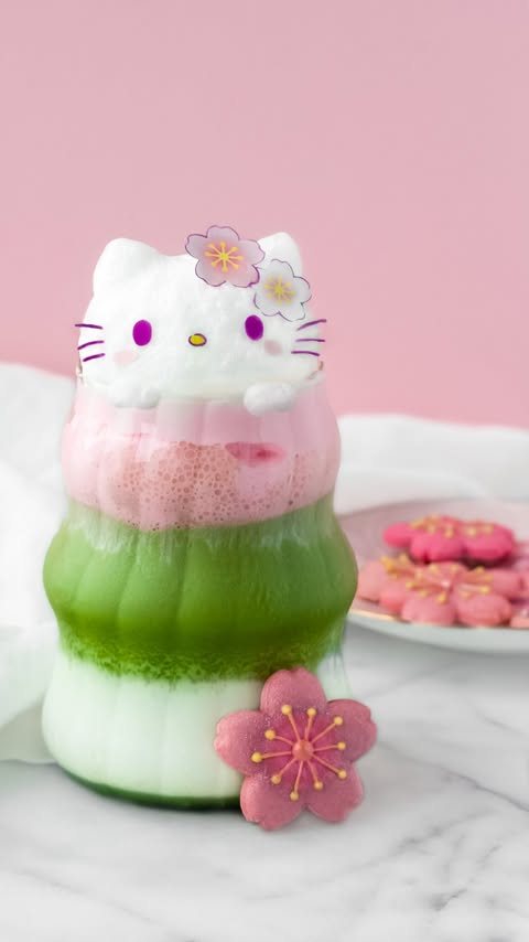 Instagram post by @luxeandthelady for Hello Kitty. Caption reads: [...] matcha cuteness 🌸🍵☁️ This @HelloKitty....
