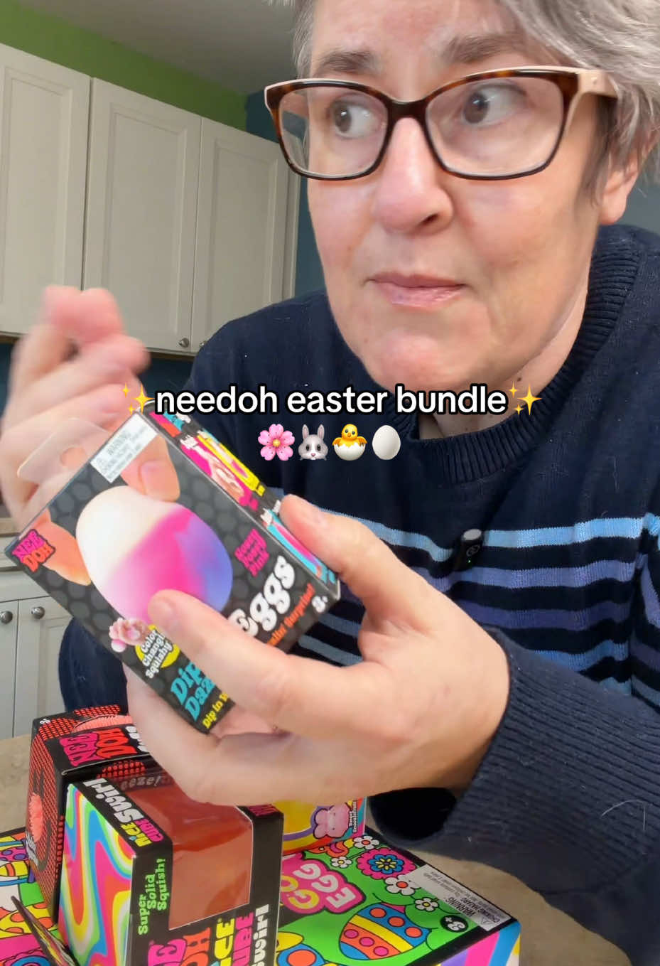 TikTok post by @alwayshonestreviews for Schylling Inc.. Caption reads: The Needoh Easter bundle is out - but it’s selling....